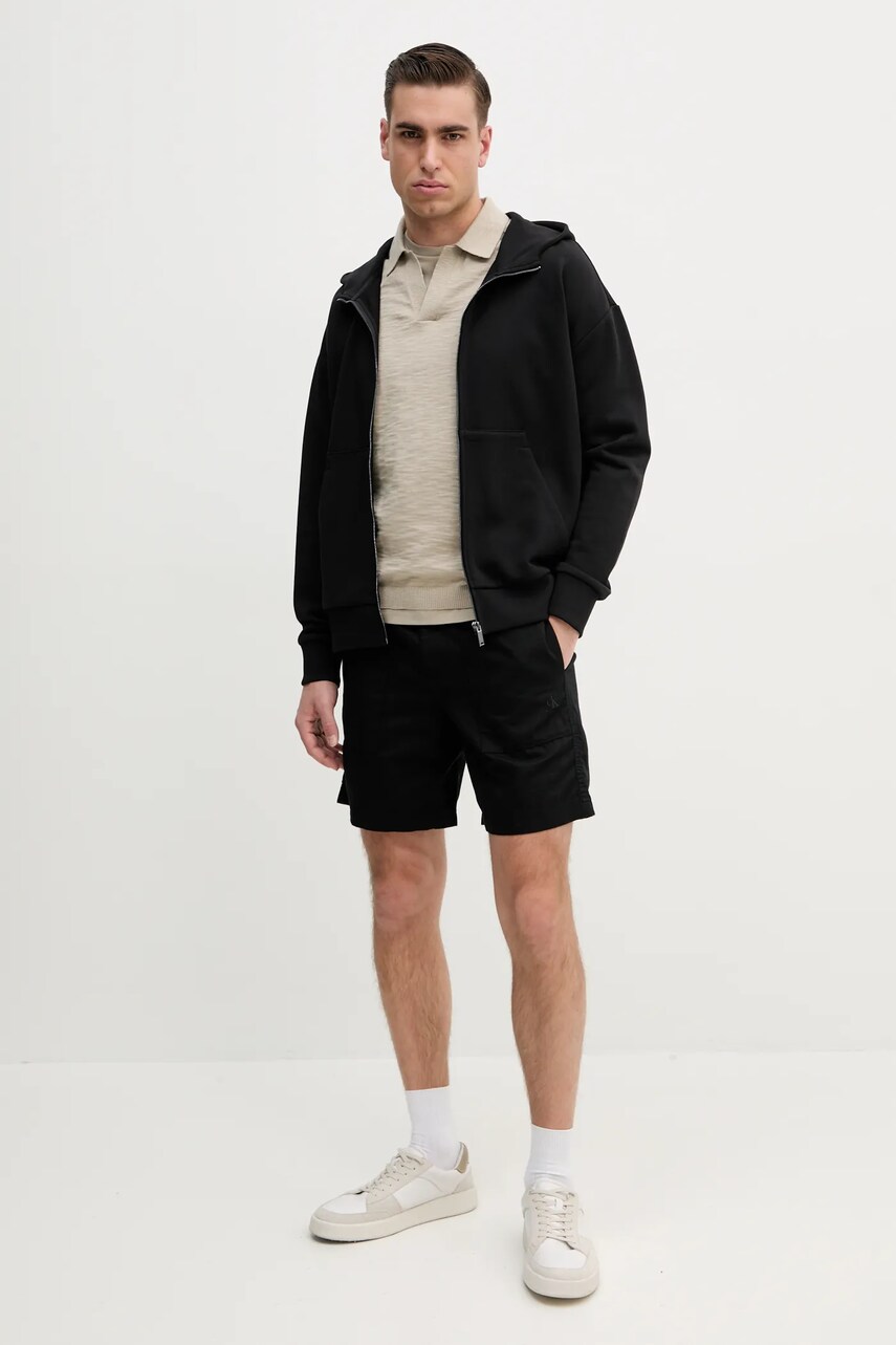 Хлопковое поло Calvin Klein мужское цвет бежевый однотонное K10K114087 Хлопковое поло Calvin Klein мужское цвет бежевый однотонное K10K114087