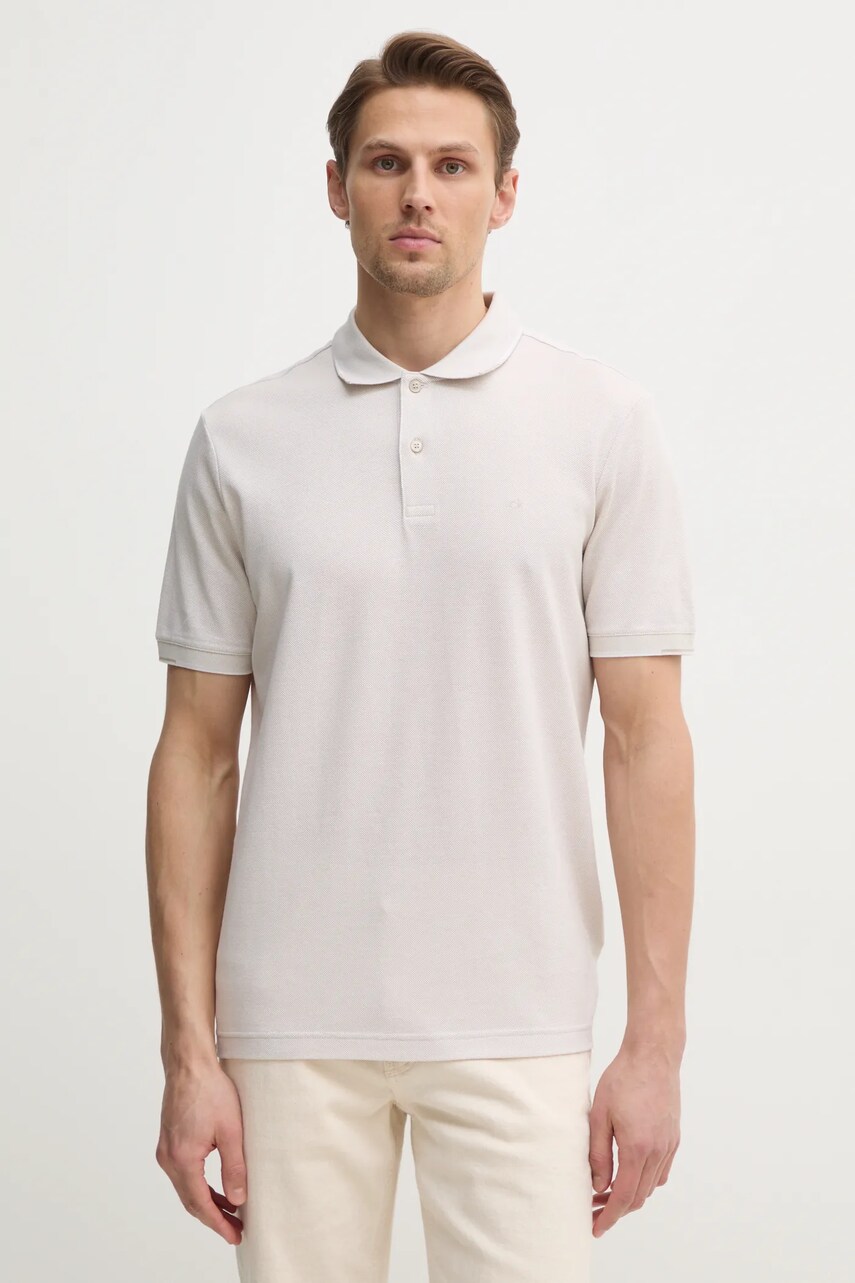 Levně Bavlněné polo tričko Calvin Klein béžová barva, K10K114475