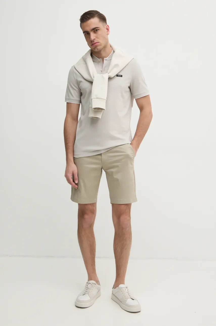 Поло Calvin Klein мужское цвет бежевый однотонное K10K114139 Поло Calvin Klein мужское цвет бежевый однотонное K10K114139
