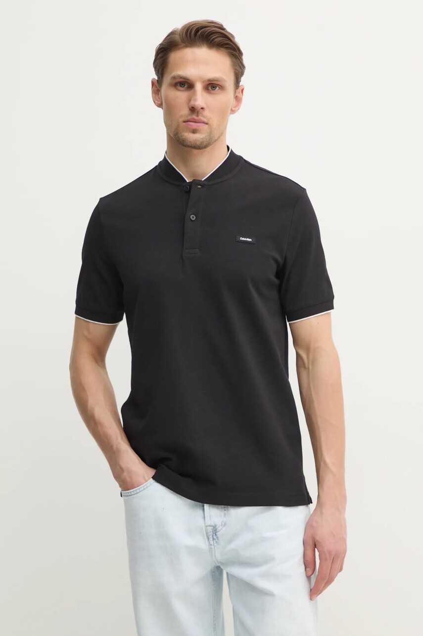Levně Polo tričko Calvin Klein černá barva, K10K114139