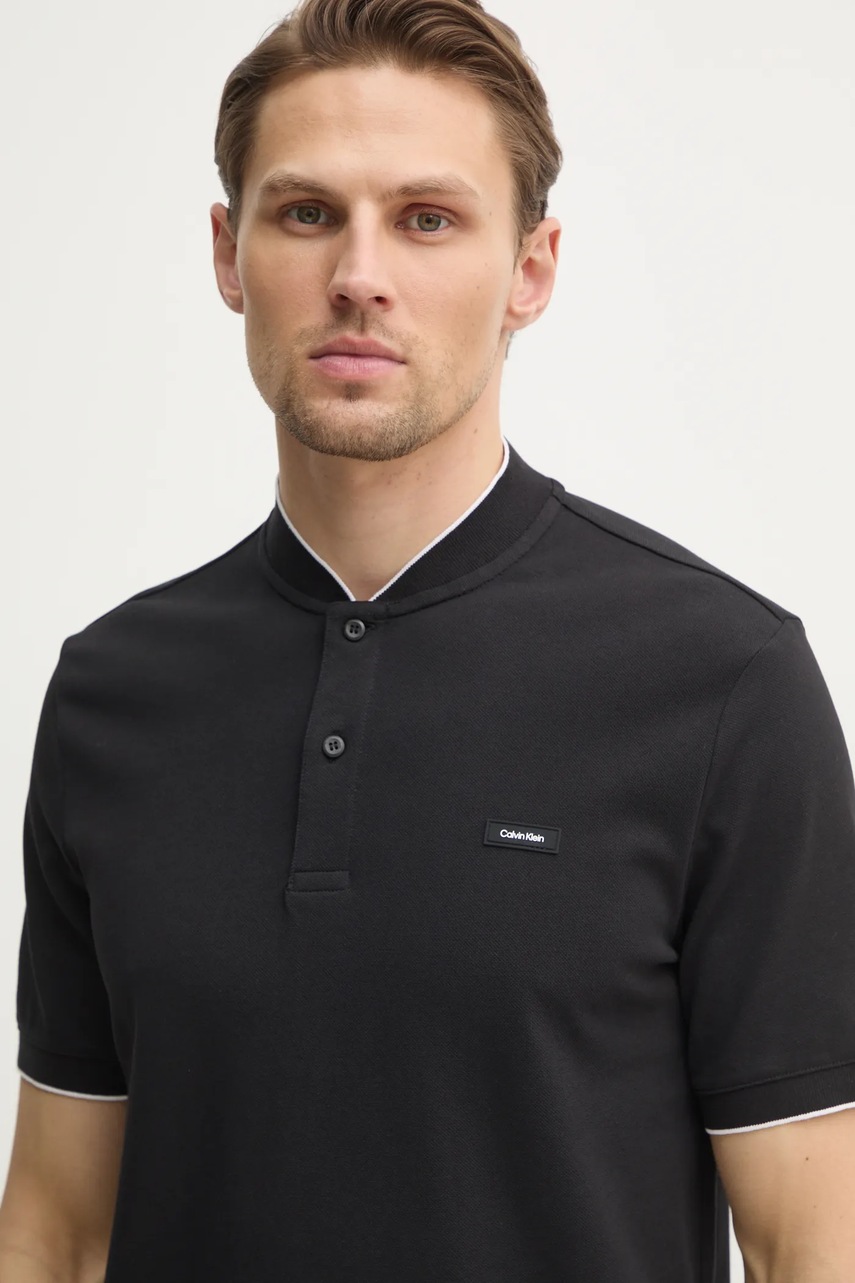 Πόλο Calvin Klein χρώμα: μαύρο, K10K114139 φωτογραφία
