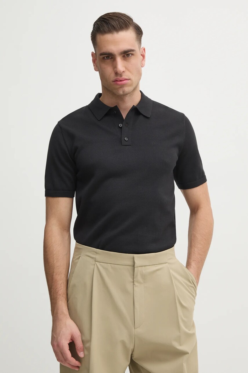 Levně Bavlněné polo tričko Calvin Klein černá barva, K10K114476