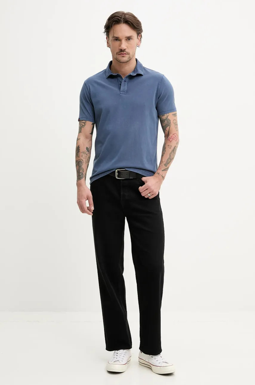 Хлопковое поло Superdry мужское однотонное M1110440A-92N Хлопковое поло Superdry мужское однотонное M1110440A-92N