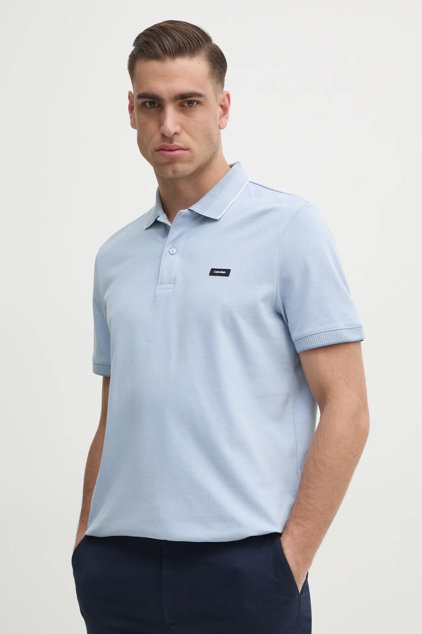 Levně Polo tričko Calvin Klein modrá barva, K10K114141