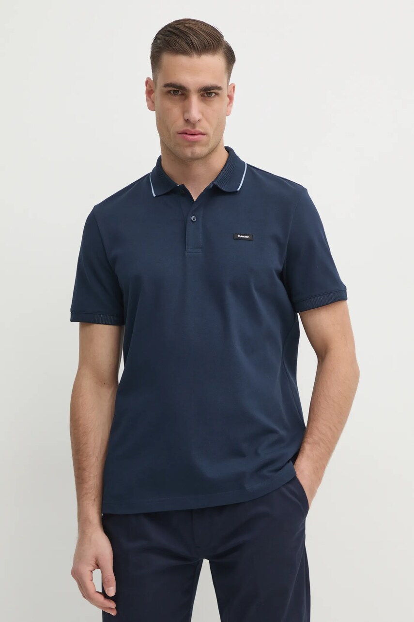 Levně Polo tričko Calvin Klein tmavomodrá barva, K10K114141