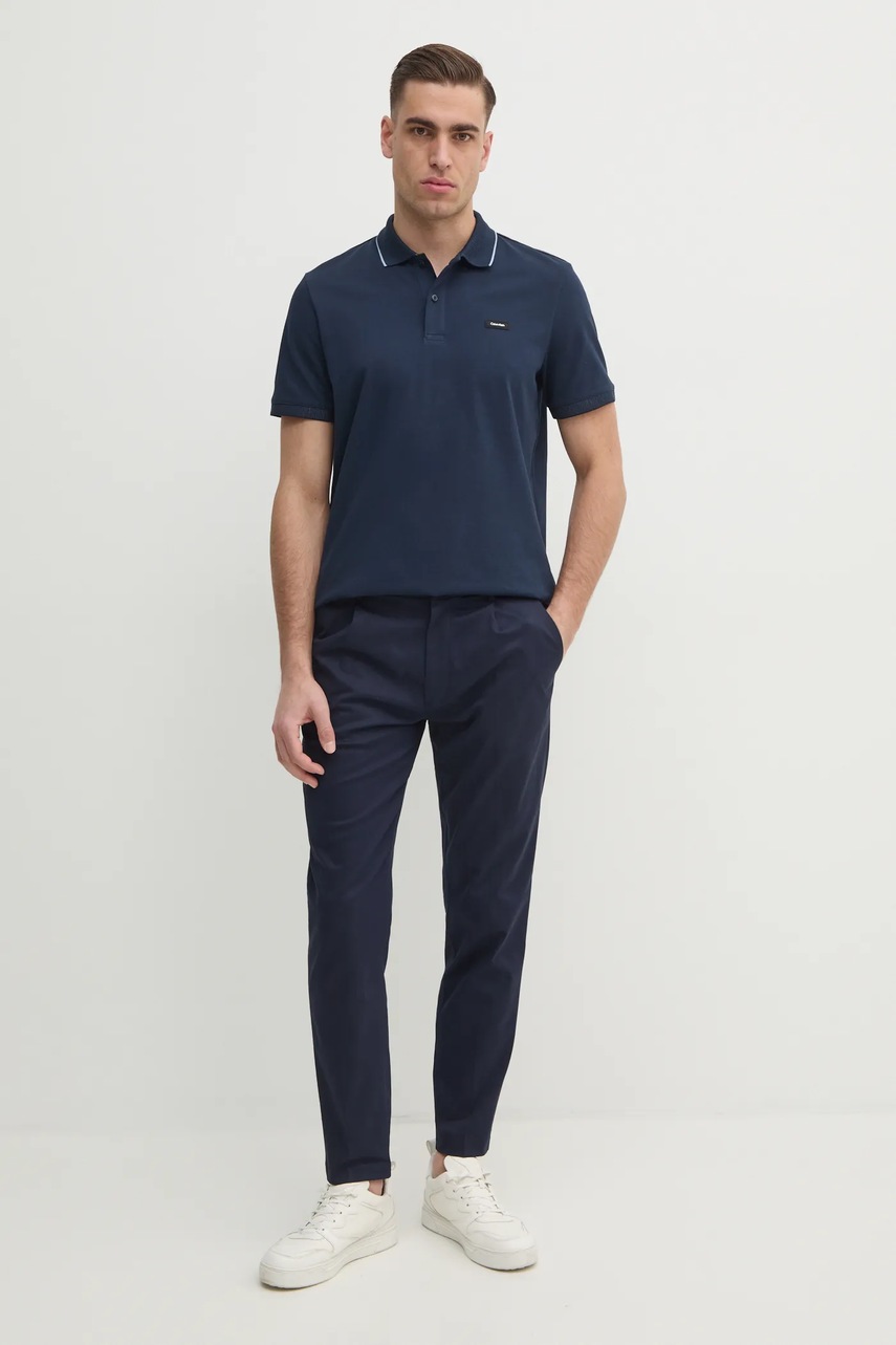 Поло Calvin Klein мужское цвет синий однотонное K10K114141 Поло Calvin Klein мужское цвет синий однотонное K10K114141