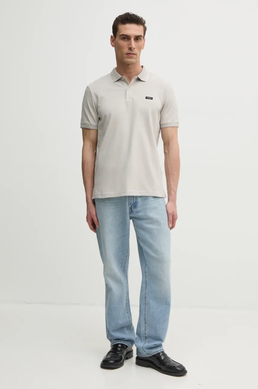 Поло Calvin Klein мужское цвет бежевый однотонное K10K114141 Поло Calvin Klein мужское цвет бежевый однотонное K10K114141