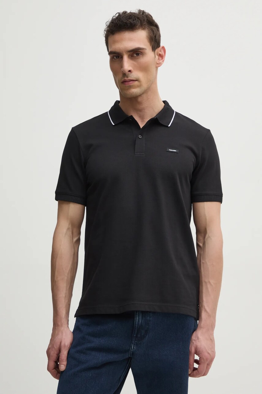 Levně Polo tričko Calvin Klein černá barva, K10K114141