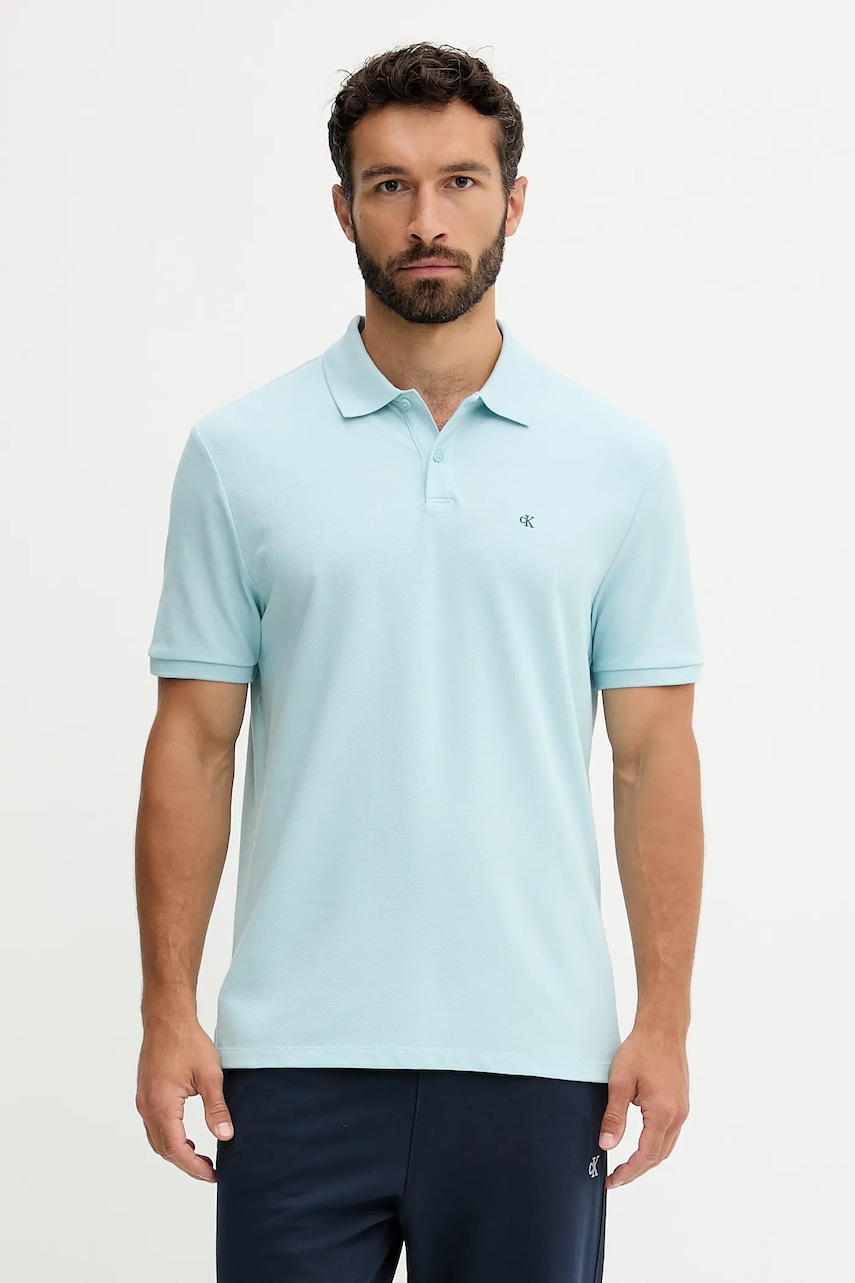 Levně Bavlněné polo tričko Calvin Klein Jeans pánské, bílá barva, LV040EM269