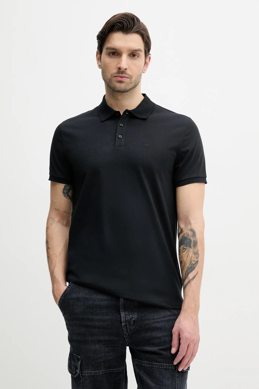 Levně Polo tričko Calvin Klein Jeans černá barva, LV040HM281