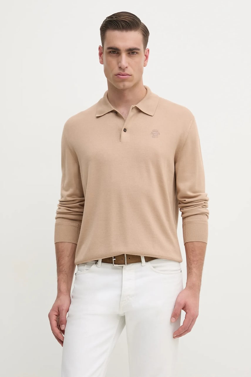 Bally pulover de lână bărbați, culoarea bej, light, MKN05B