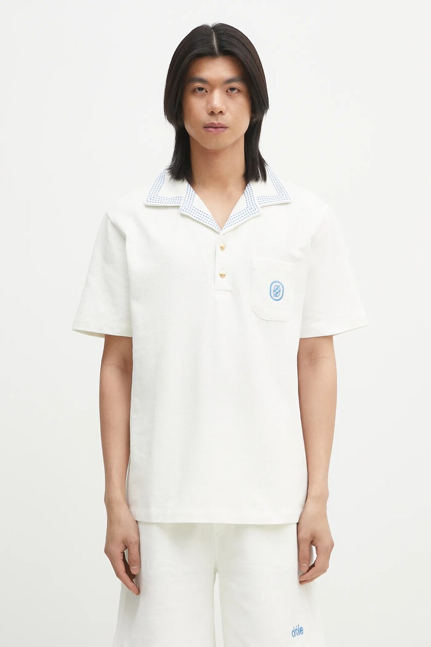 Levně Bavlněné polo tričko Drôle de Monsieur Le Polo Pique Damier bílá barva, G-PL144-CO162-OW