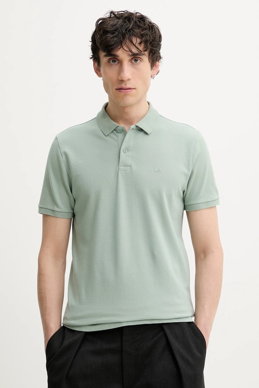Hollister Co. tricou polo barbati, culoarea verde, neted, KI324-5168 Hollister Co. tricou polo barbati, culoarea verde, neted, KI324-5168