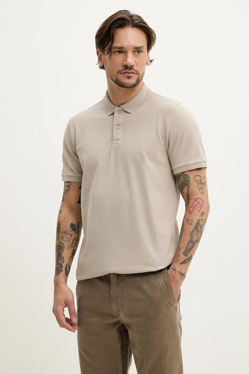 Hollister Co. tricou polo barbati, culoarea bej, neted, KI324-5168 Hollister Co. tricou polo barbati, culoarea bej, neted, KI324-5168