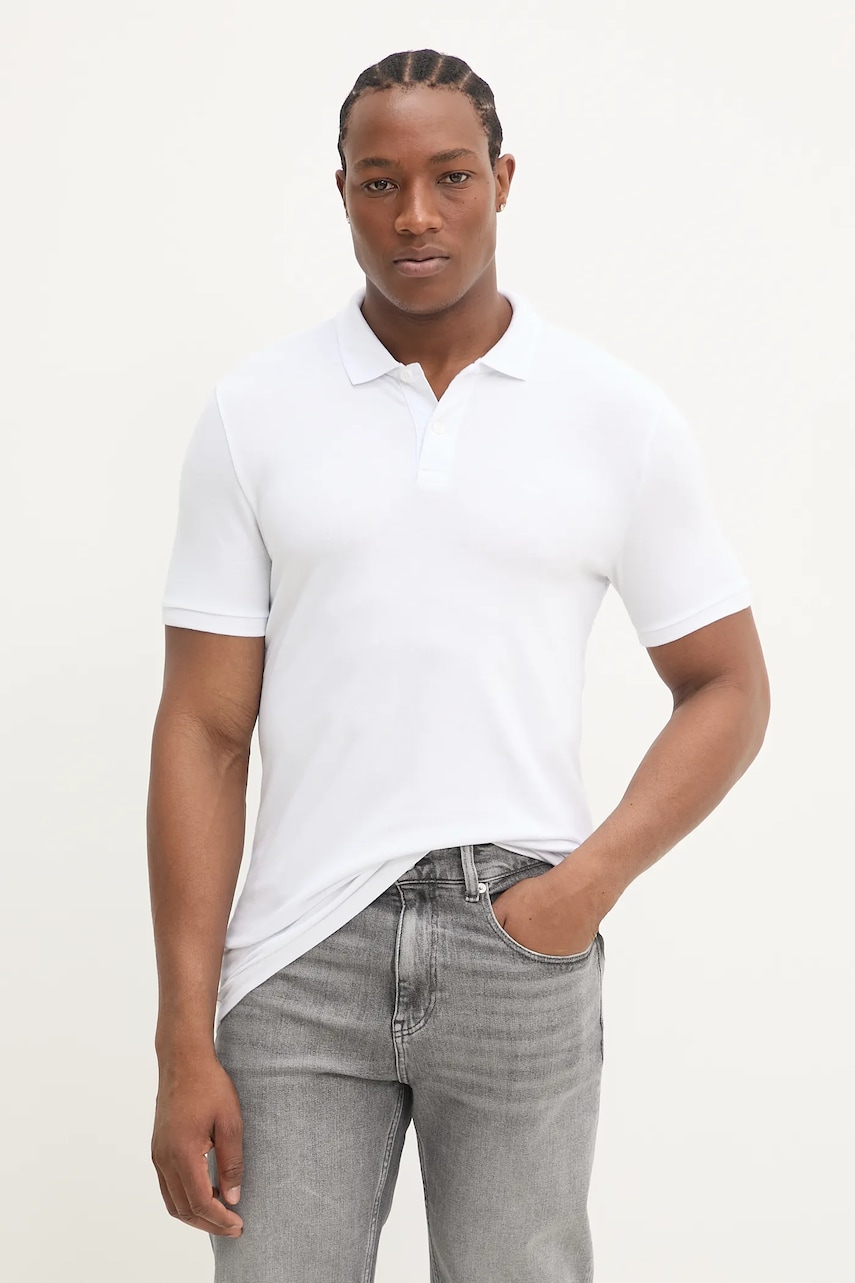 Hollister Co. tricou polo bărbați, culoarea alb, uni, KI324-5172 Hollister Co. tricou polo bărbați, culoarea alb, uni, KI324-5172