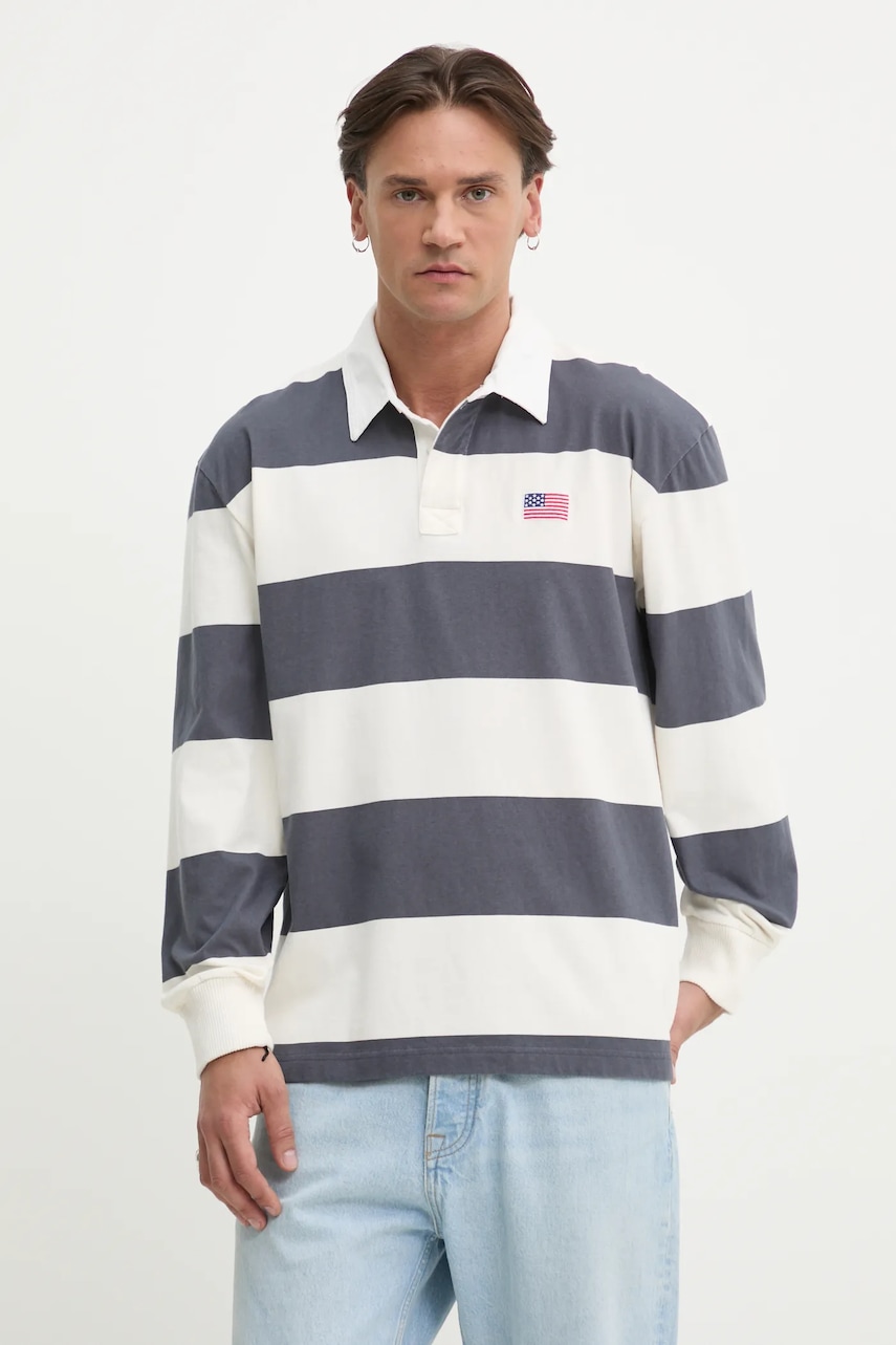 Hollister Co. longsleeve din bumbac culoarea gri, modelator, KI324-5181 Hollister Co. longsleeve din bumbac culoarea gri, modelator, KI324-5181