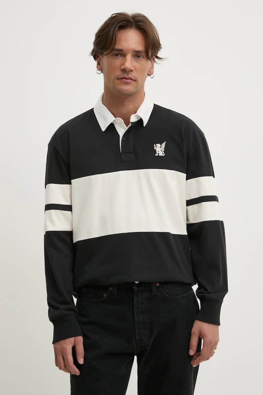Hollister Co. longsleeve din bumbac culoarea negru, cu imprimeu, KI324-5181 Hollister Co. longsleeve din bumbac culoarea negru, cu imprimeu, KI324-5181