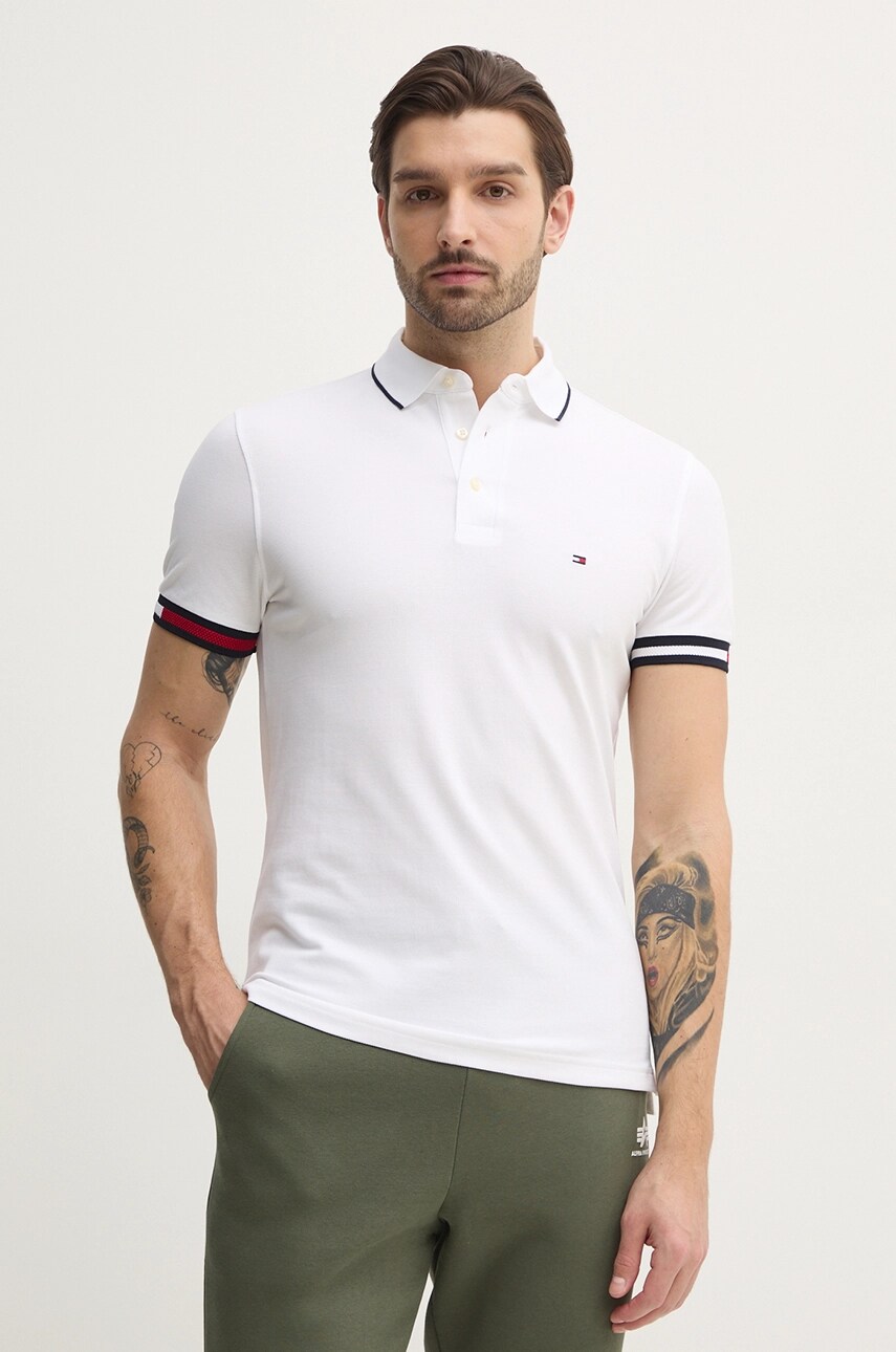 Levně Polo tričko Tommy Hilfiger bílá barva, s aplikací, MW0MW38458