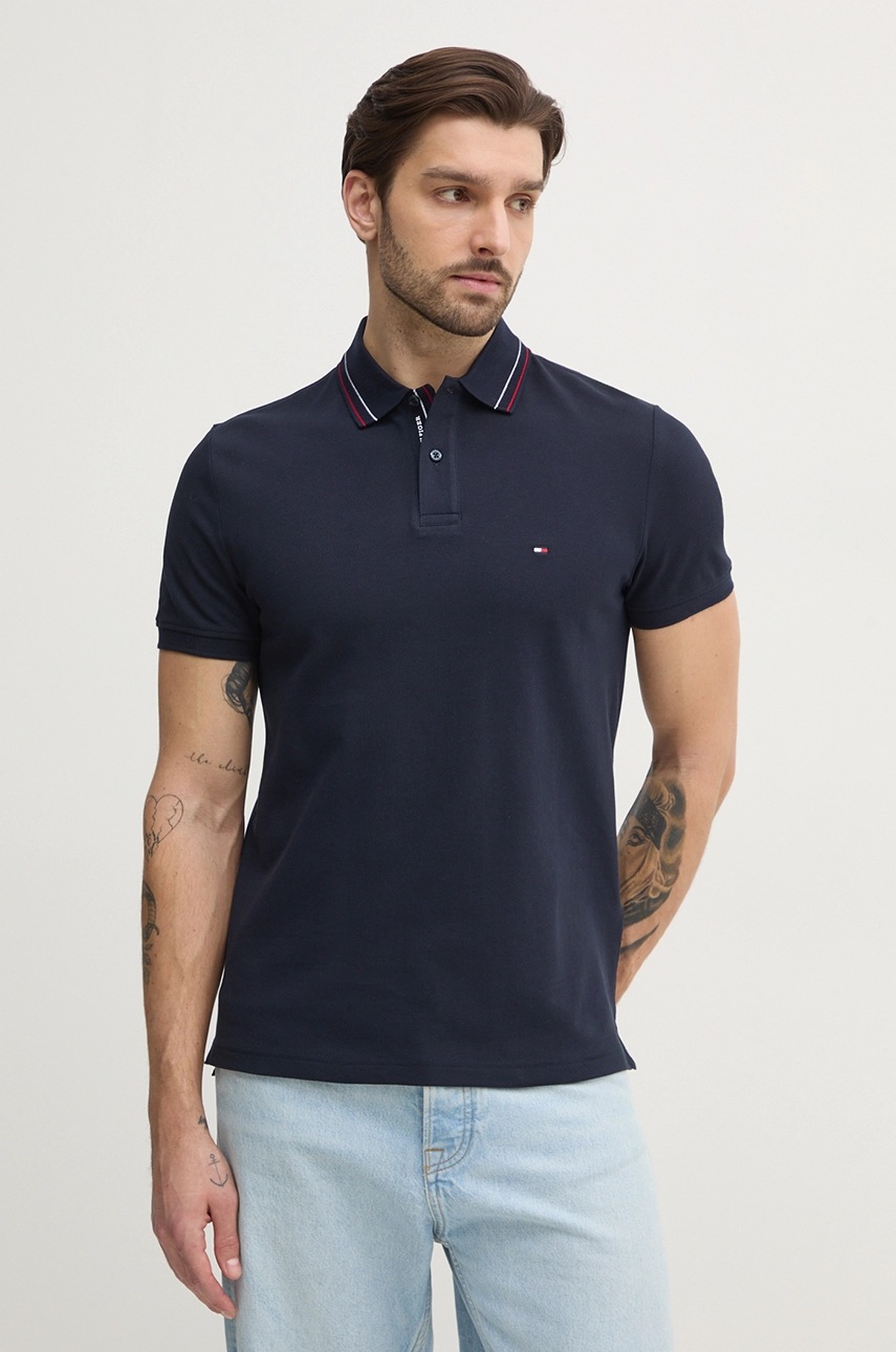 Поло Tommy Hilfiger чоловіче колір синій однотонне MW0MW38459 