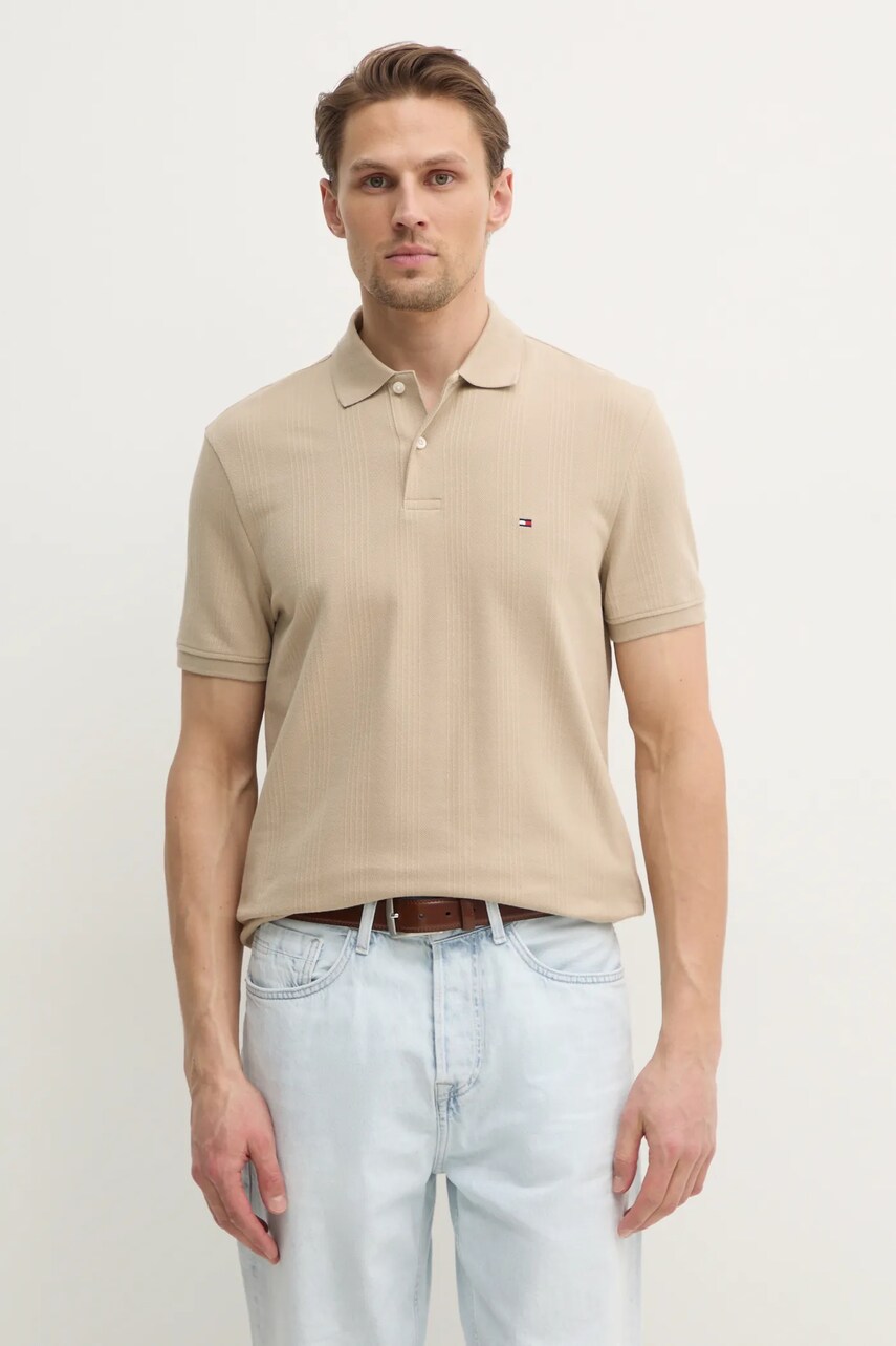Levně Polo tričko Tommy Hilfiger béžová barva, MW0MW38951