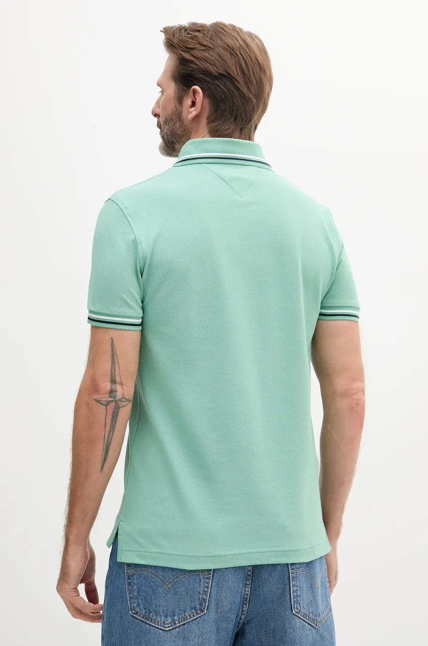 Поло Tommy Hilfiger мужское цвет зелёный однотонное MW0MW39993 Поло Tommy Hilfiger мужское цвет зелёный однотонное MW0MW39993