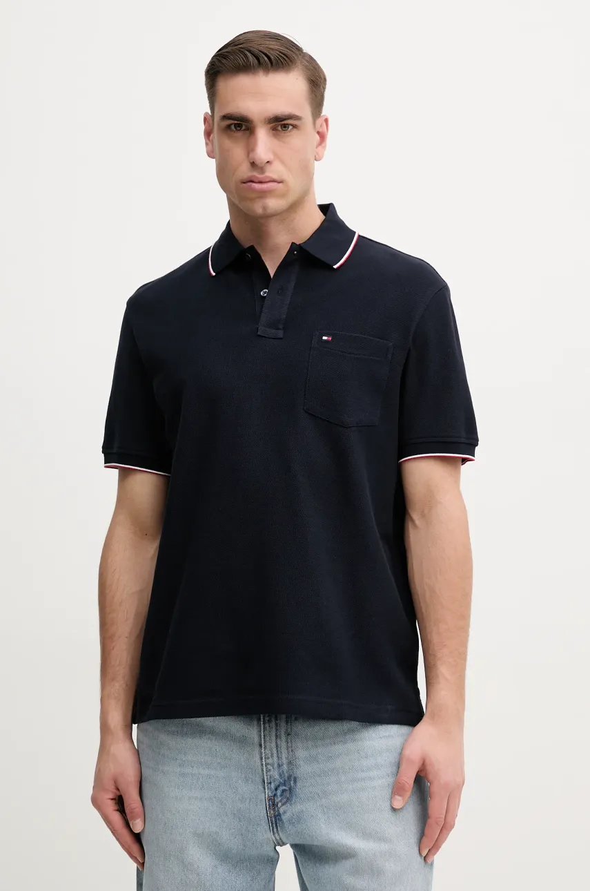 Bavlněné polo tričko Tommy Hilfiger tmavomodrá barva, MW0MW38457