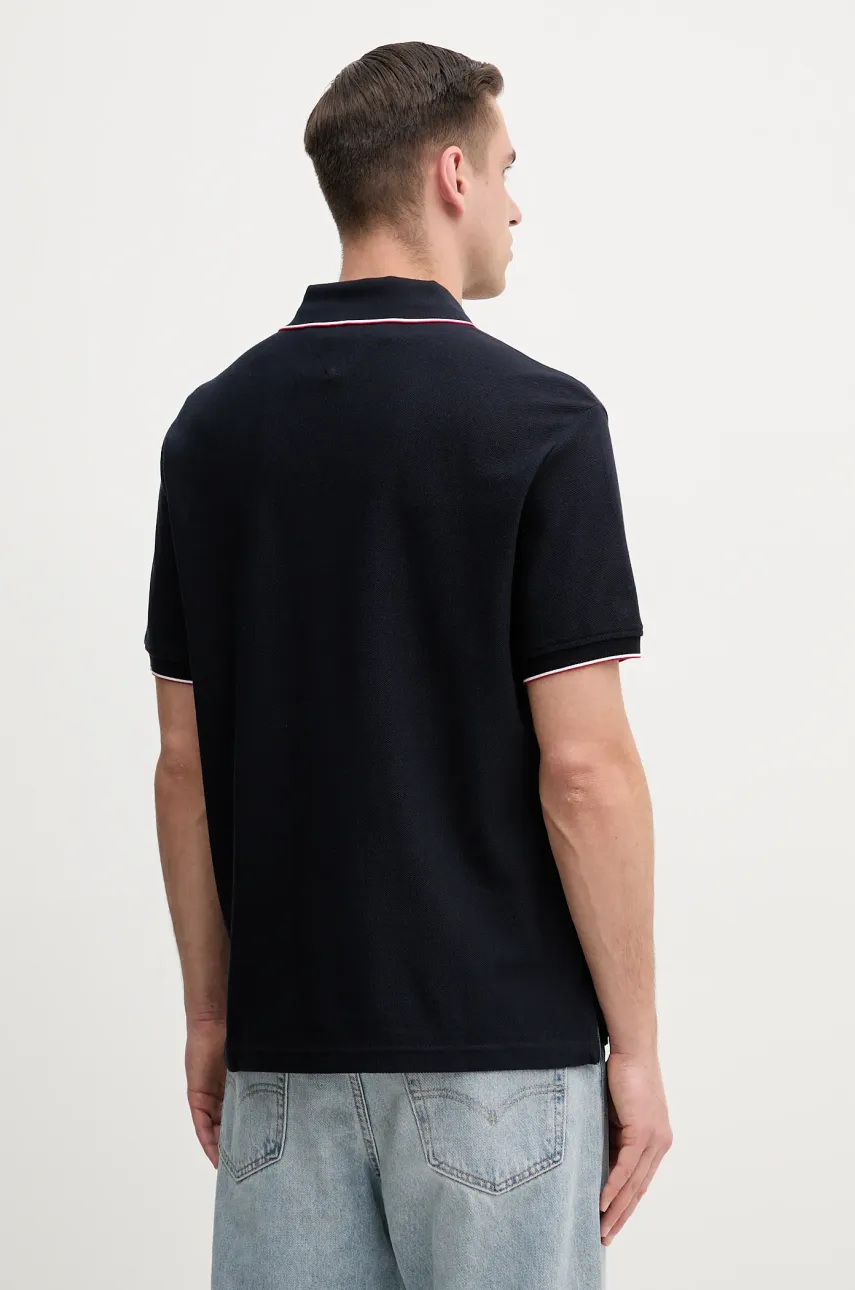 Хлопковое поло Tommy Hilfiger мужское цвет синий однотонное MW0MW38457 Хлопковое поло Tommy Hilfiger мужское цвет синий однотонное MW0MW38457