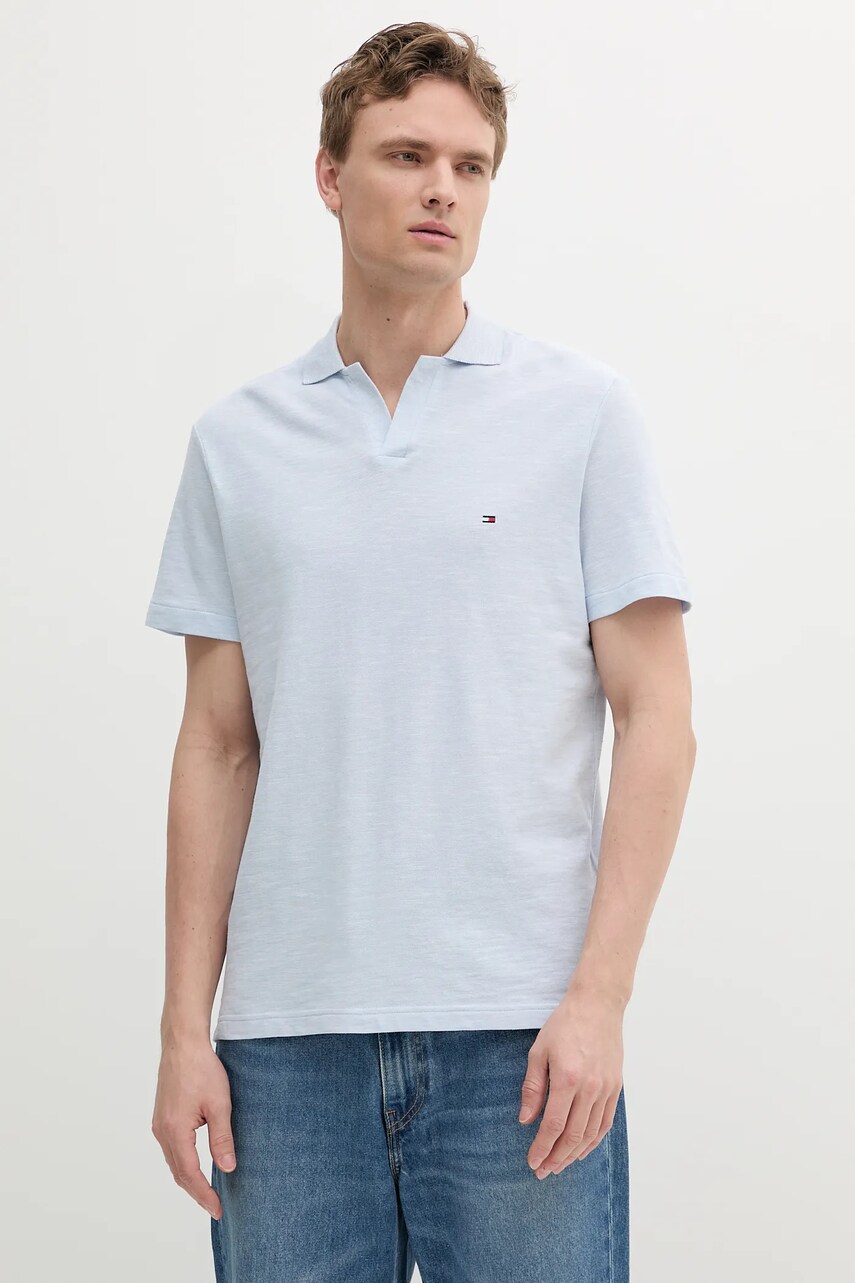 Levně Bavlněné polo tričko Tommy Hilfiger pánské, modrá barva, MW0MW38482
