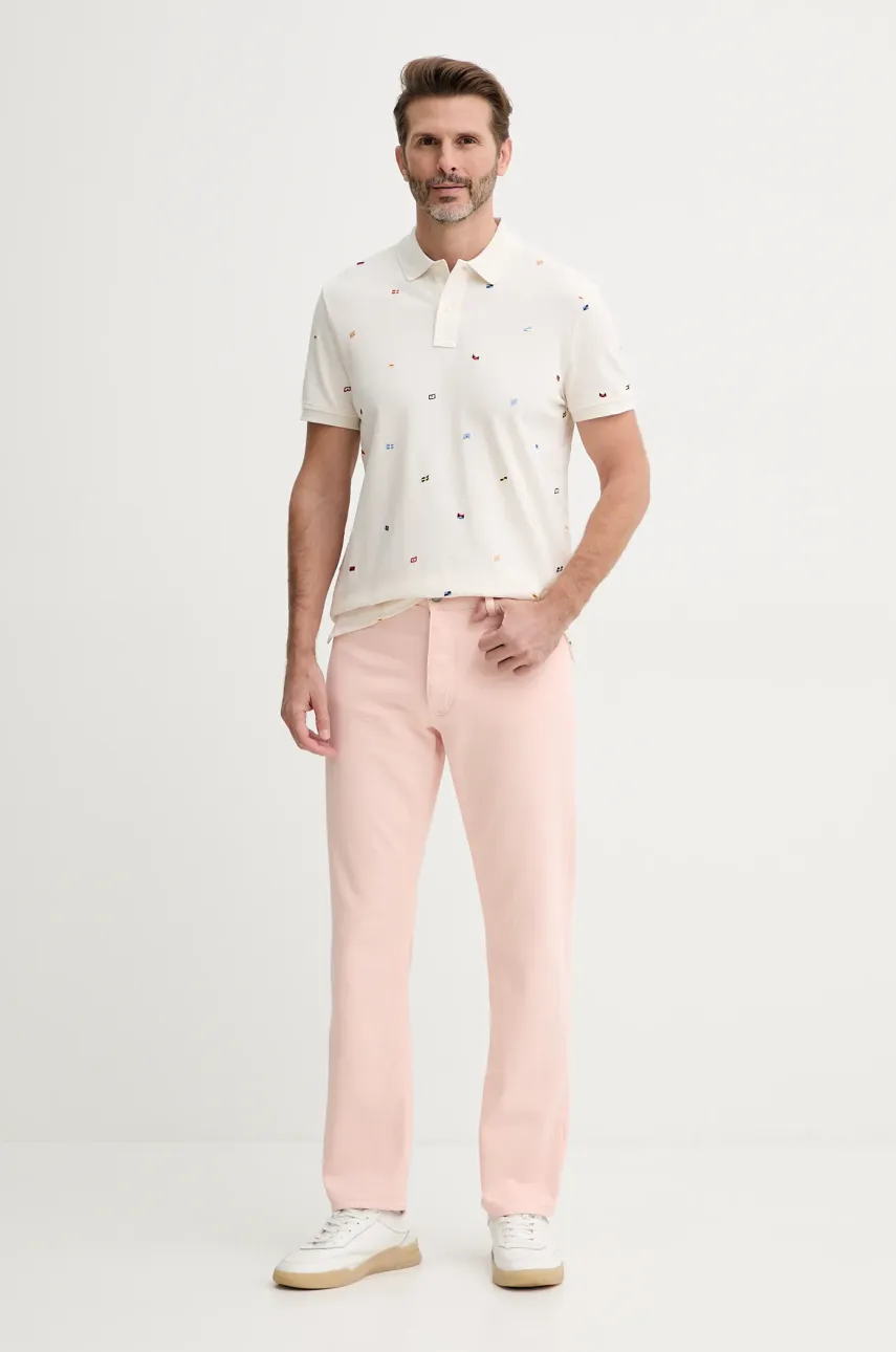 Поло Tommy Hilfiger мужское цвет бежевый узор MW0MW39044 Поло Tommy Hilfiger мужское цвет бежевый узор MW0MW39044