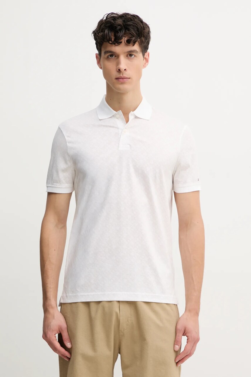 Levně Bavlněné polo tričko Tommy Hilfiger bílá barva, MW0MW39218