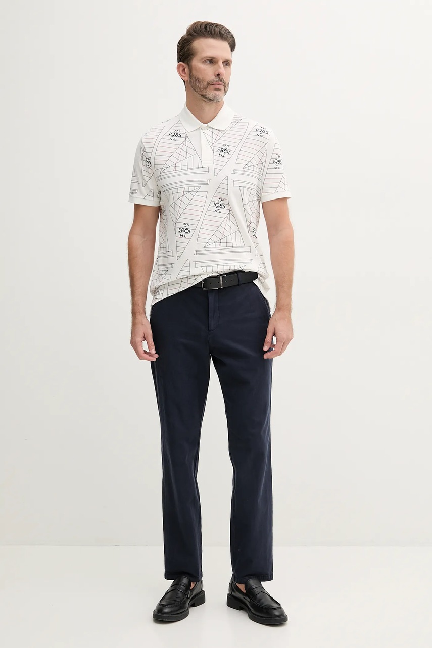 Хлопковое поло Tommy Hilfiger цвет белый узор MW0MW39309