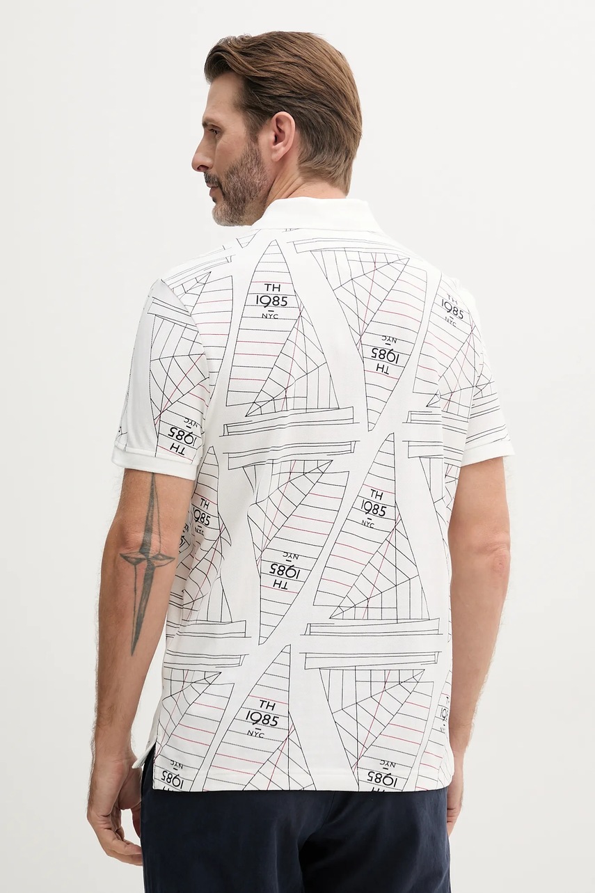 Βαμβακερό μπλουζάκι πόλο Tommy Hilfiger ανδρικό, χρώμα: άσπρο, MW0MW39309 φωτογραφία