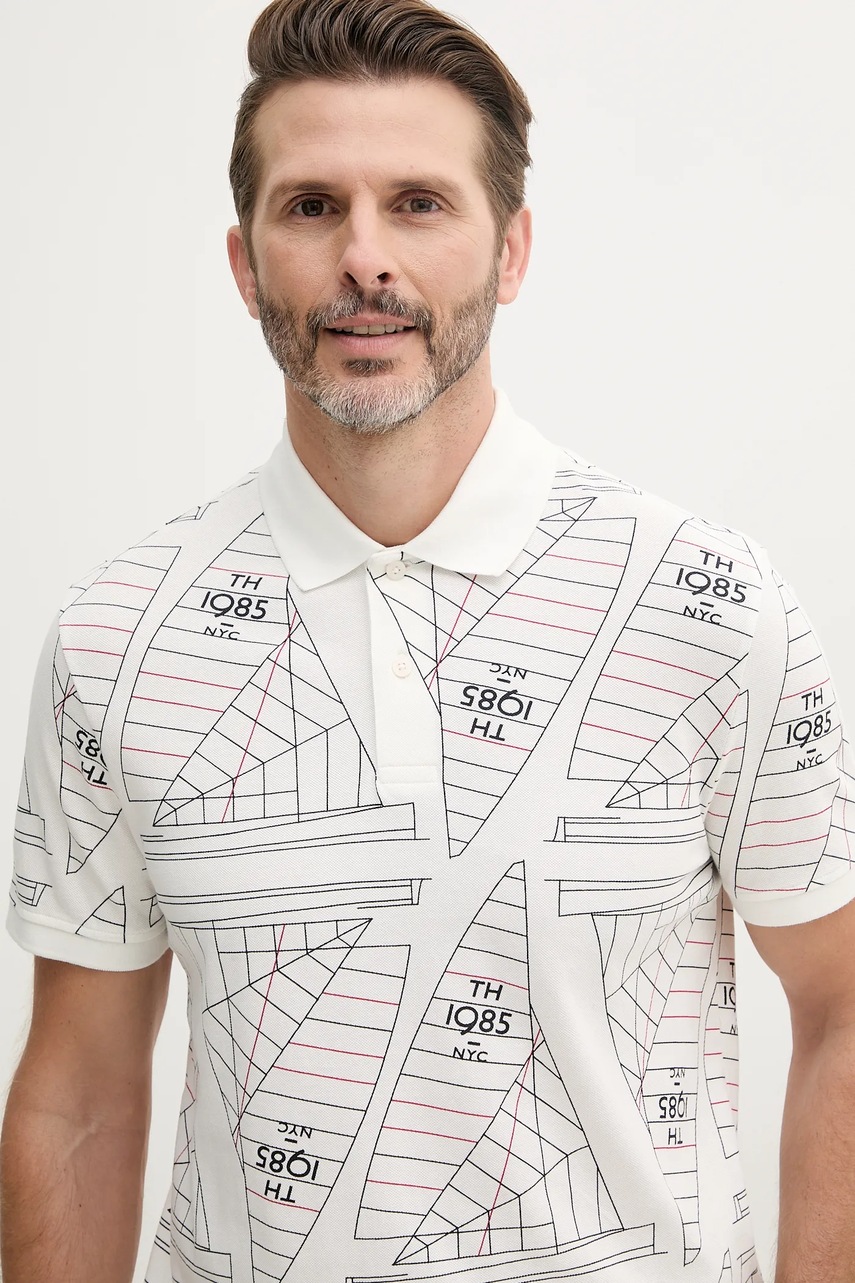 Βαμβακερό μπλουζάκι πόλο Tommy Hilfiger ανδρικό, χρώμα: άσπρο, MW0MW39309 φωτογραφία