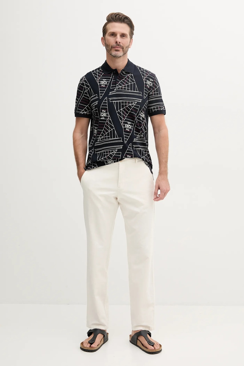 Хлопковое поло Tommy Hilfiger цвет синий узор MW0MW39309