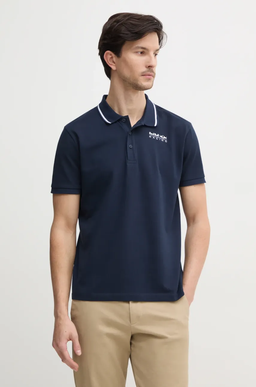 Red Bull Racing x Pepe Jeans tricou polo TIPPED LOGO POLO barbati, culoarea albastru marin, cu imprimeu, RM540013