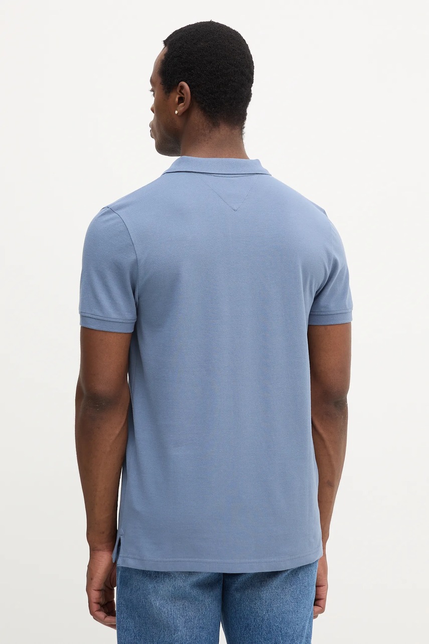 Хлопковое поло Tommy Jeans цвет синий однотонное DM0DM20676