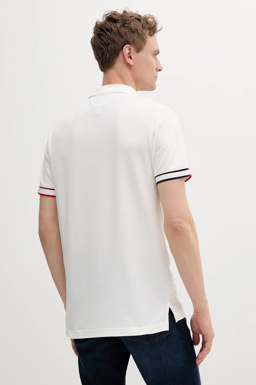 Хлопковое поло цвет белый однотонное DM0DM21306