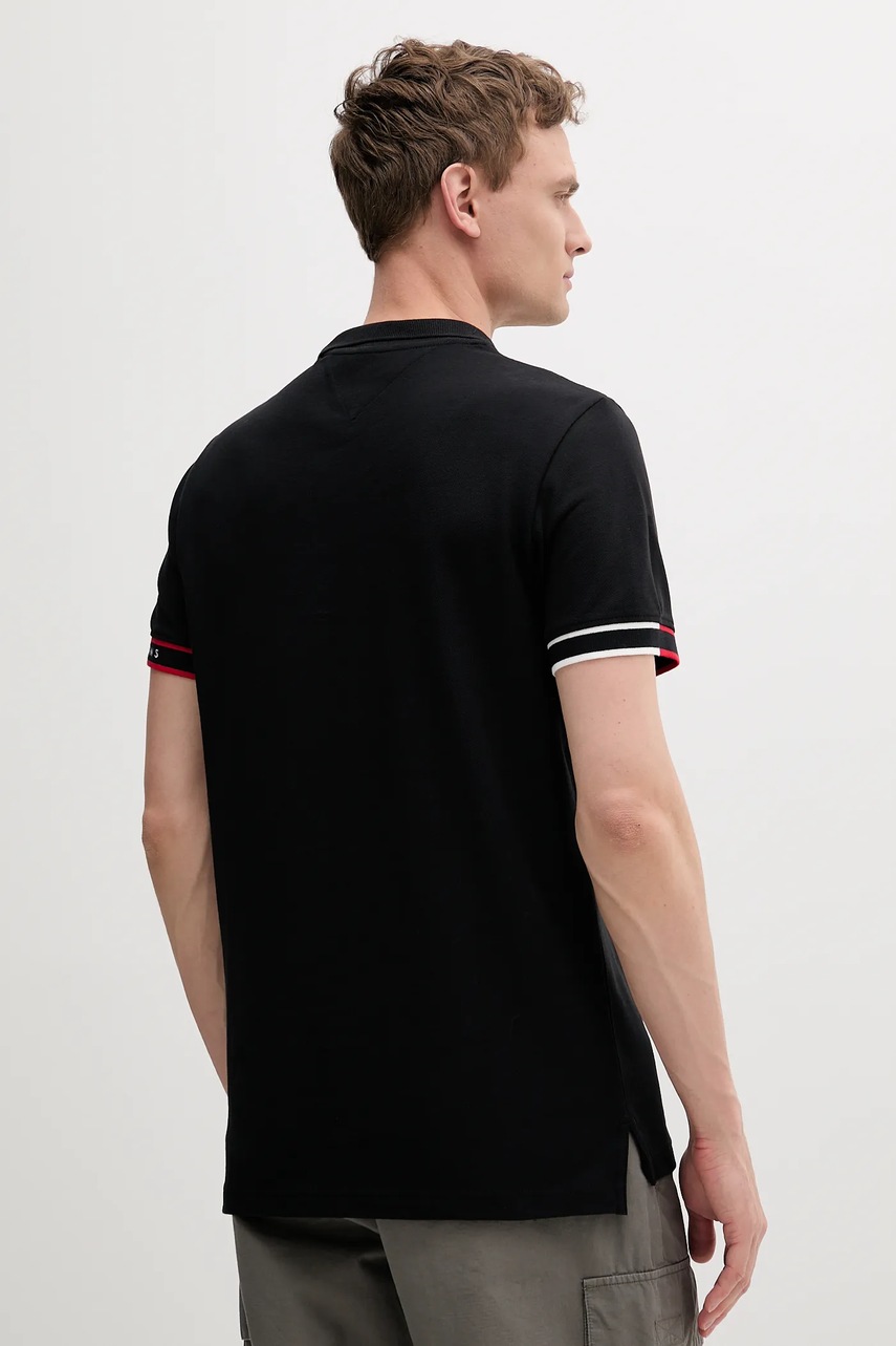 Хлопковое поло цвет чёрный однотонное DM0DM21306