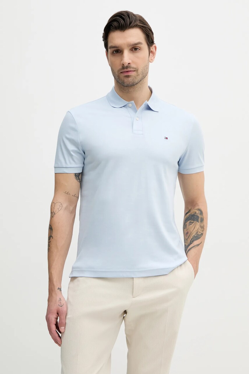 Levně Bavlněné polo tričko Tommy Hilfiger modrá barva, MW0MW39994