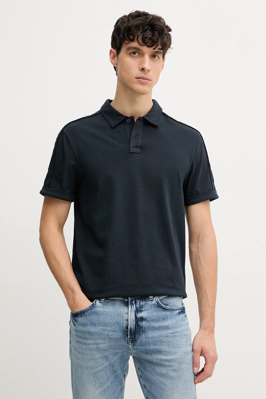 Joop! polo de bumbac bărbați, culoarea bleumarin, uni, 30045558