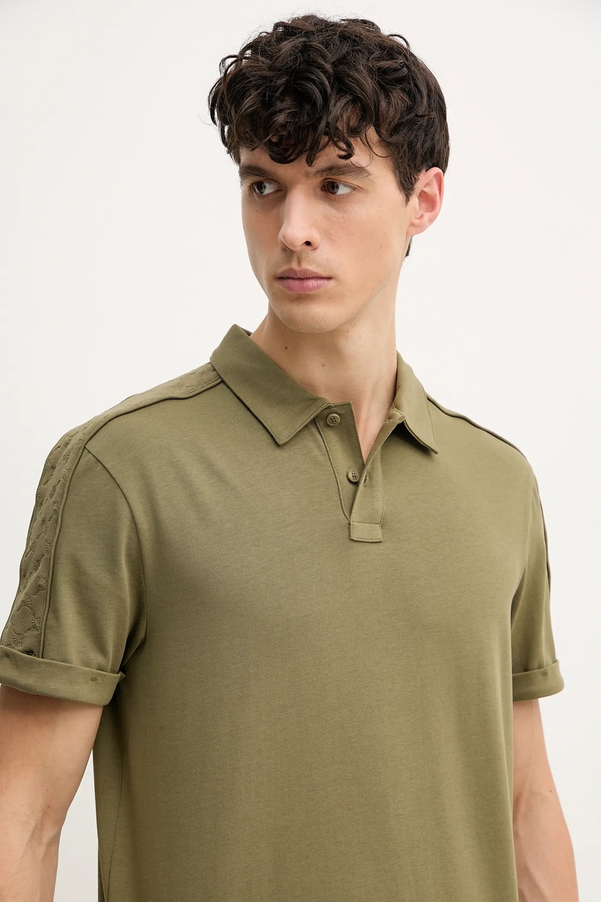 Βαμβακερό μπλουζάκι πόλο Joop! ανδρικό, χρώμα: πράσινο, 30045558 φωτογραφία