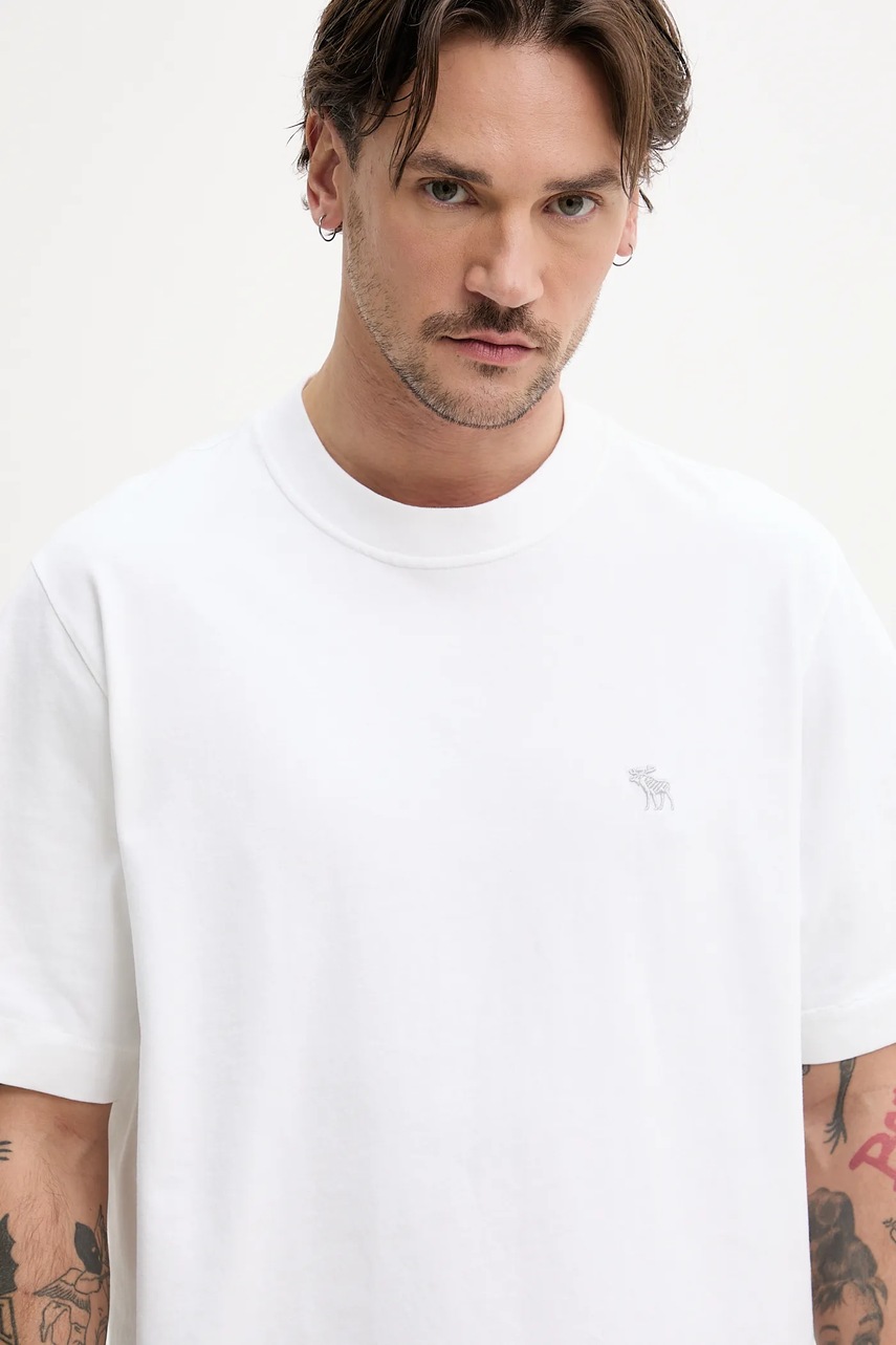 Βαμβακερό μπλουζάκι Abercrombie & Fitch ανδρικό, χρώμα: άσπρο, KI124-5181 φωτογραφία