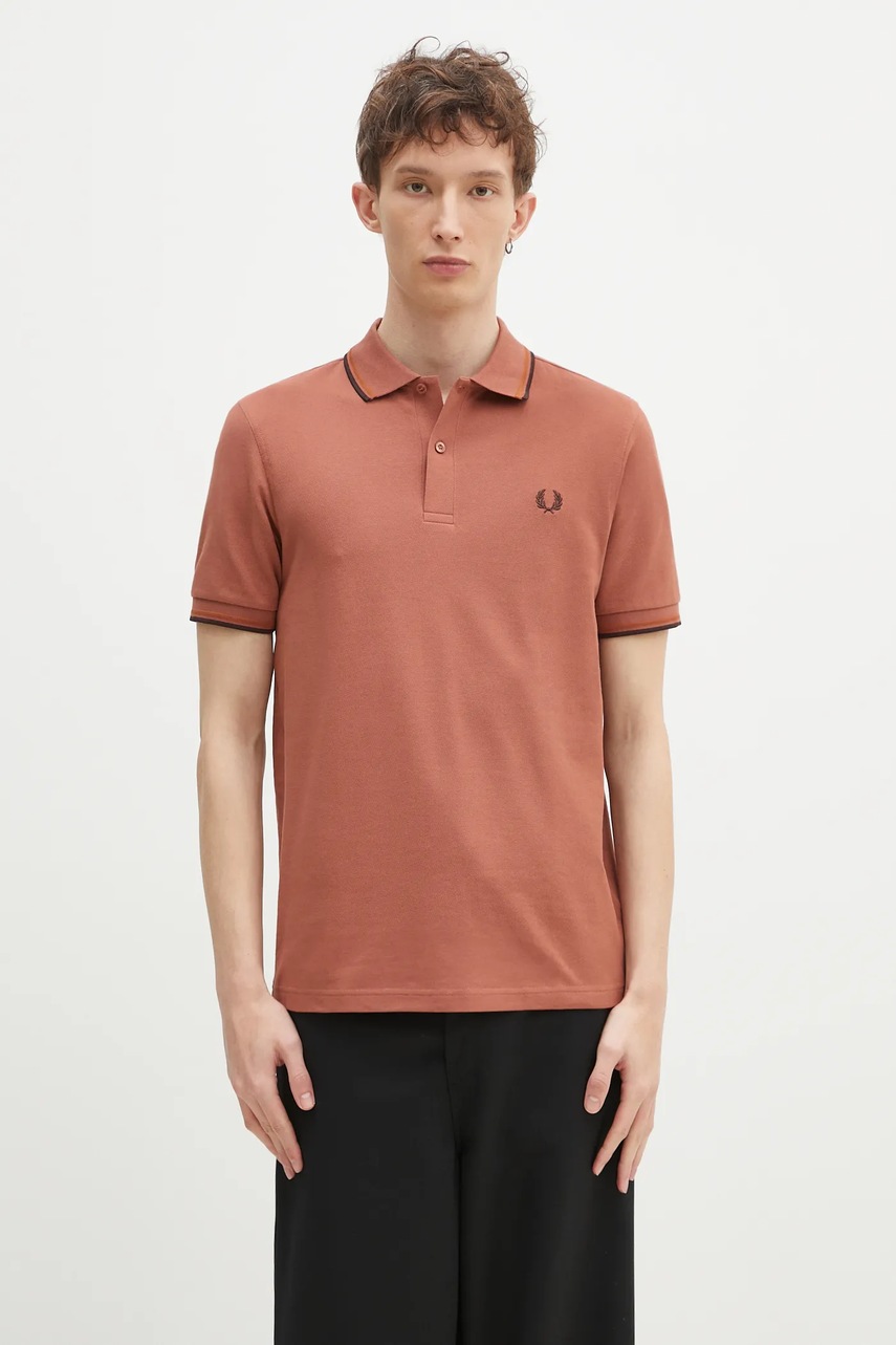 Fred Perry polo de bumbac culoarea portocaliu, cu imprimeu, M3600.Y39