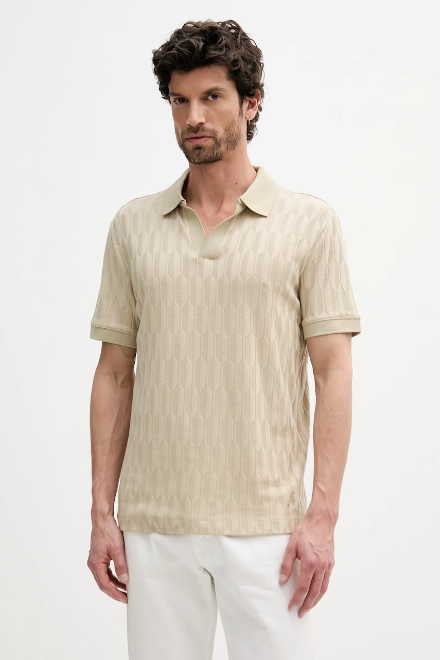 Levně Polo tričko Marciano Guess pánské, béžová barva, 5GHP03 6326A