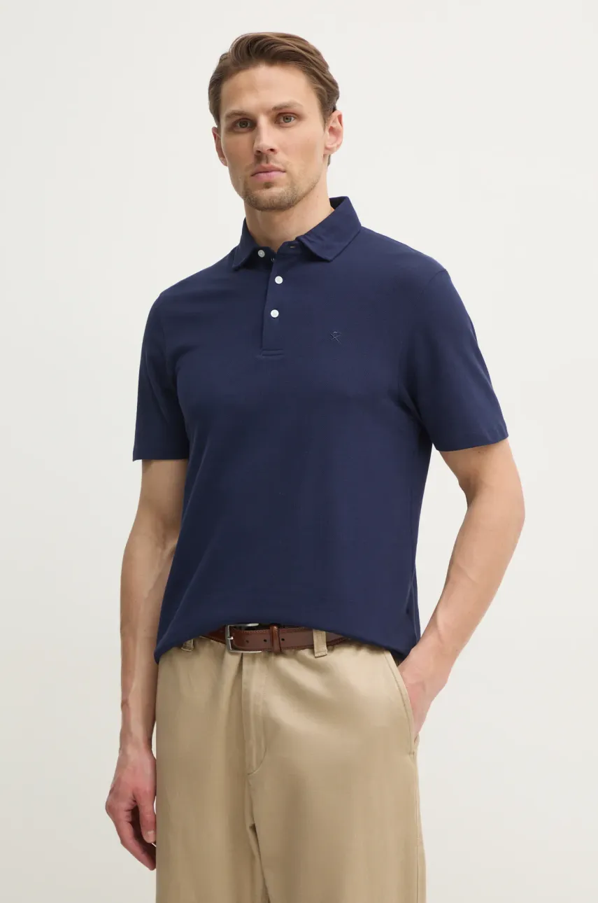 Hackett London polo de bumbac culoarea albastru marin, neted, HM563444