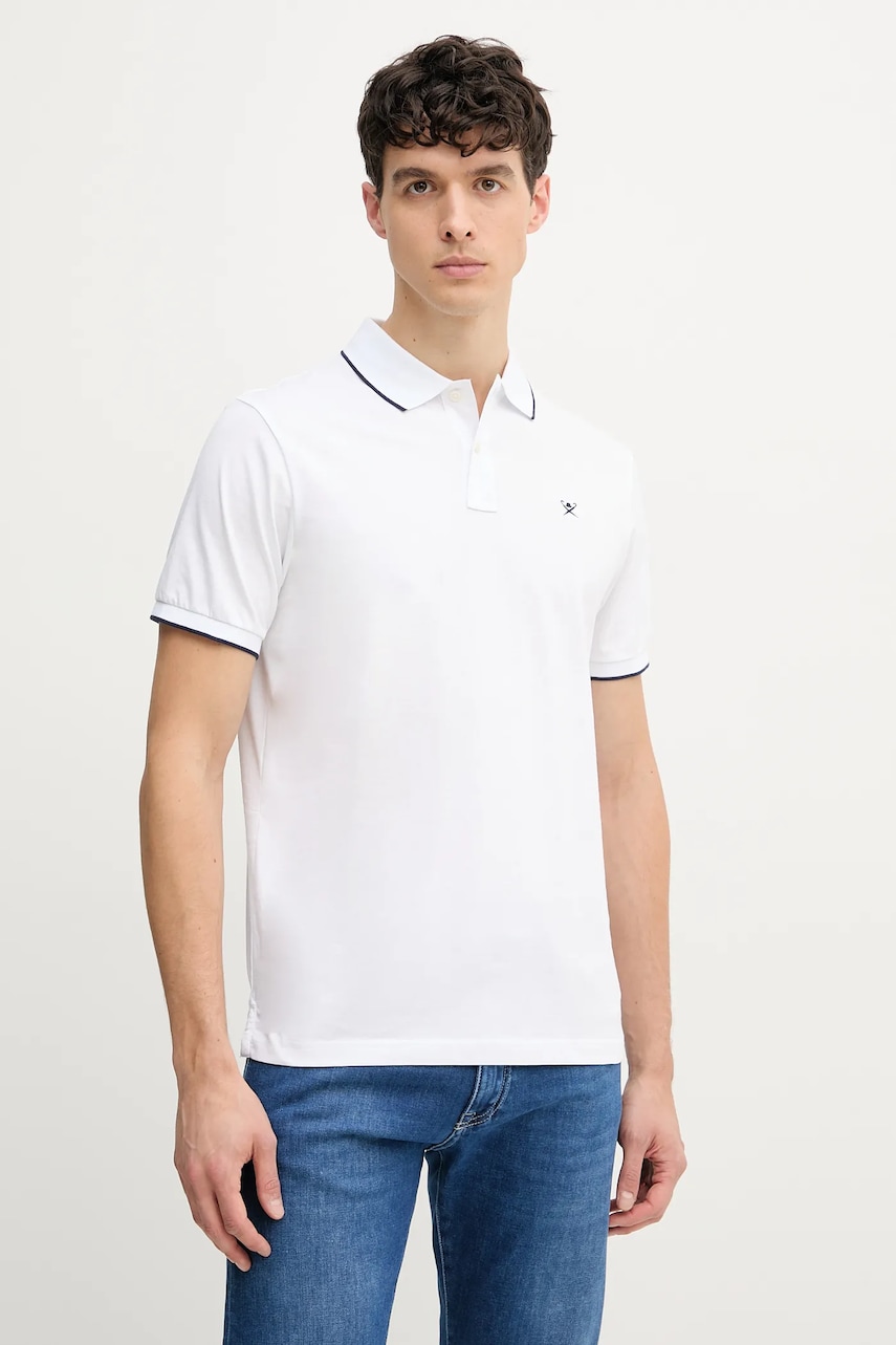Hackett London polo de bumbac bărbați, culoarea alb, uni, HM563425 Hackett London polo de bumbac bărbați, culoarea alb, uni, HM563425