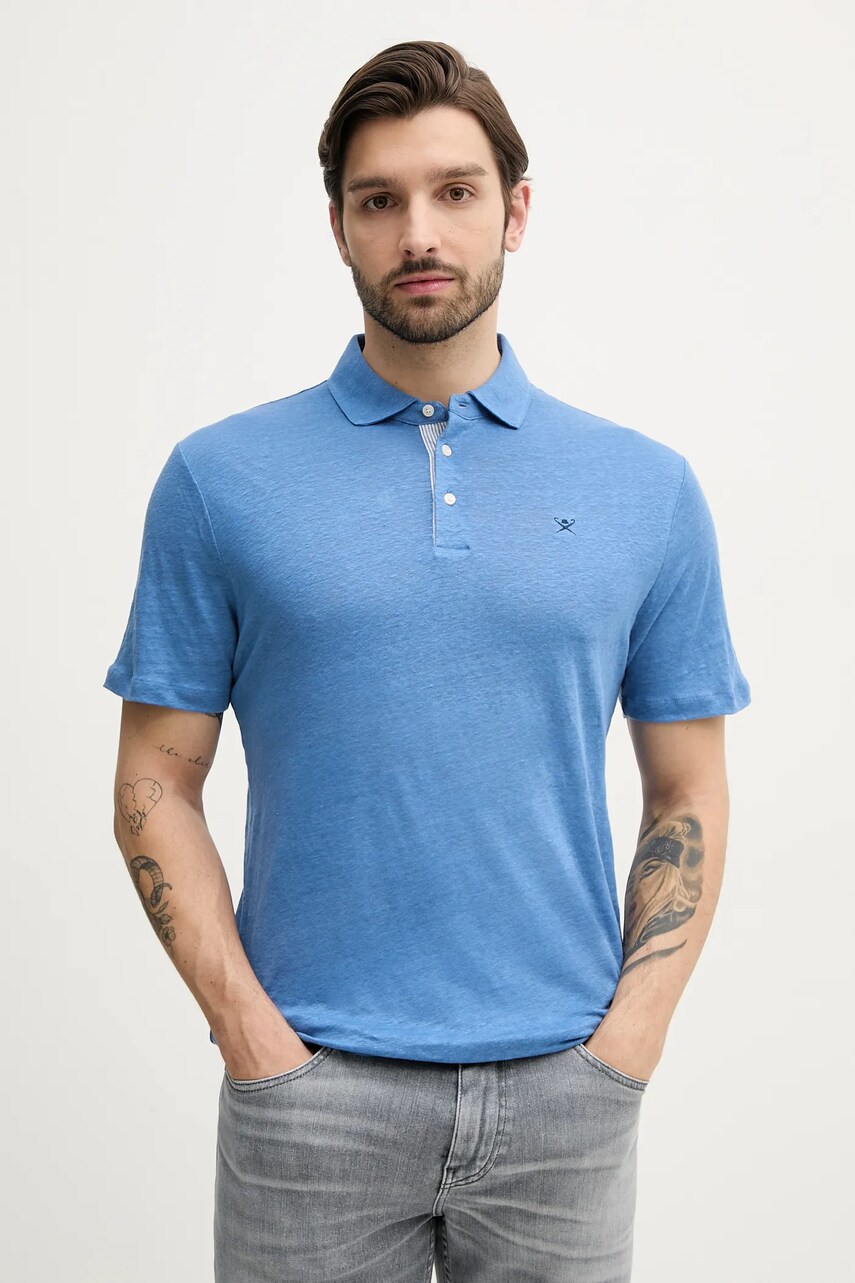 Levně Plátěné polo tričko Hackett London fialová barva, HM563435
