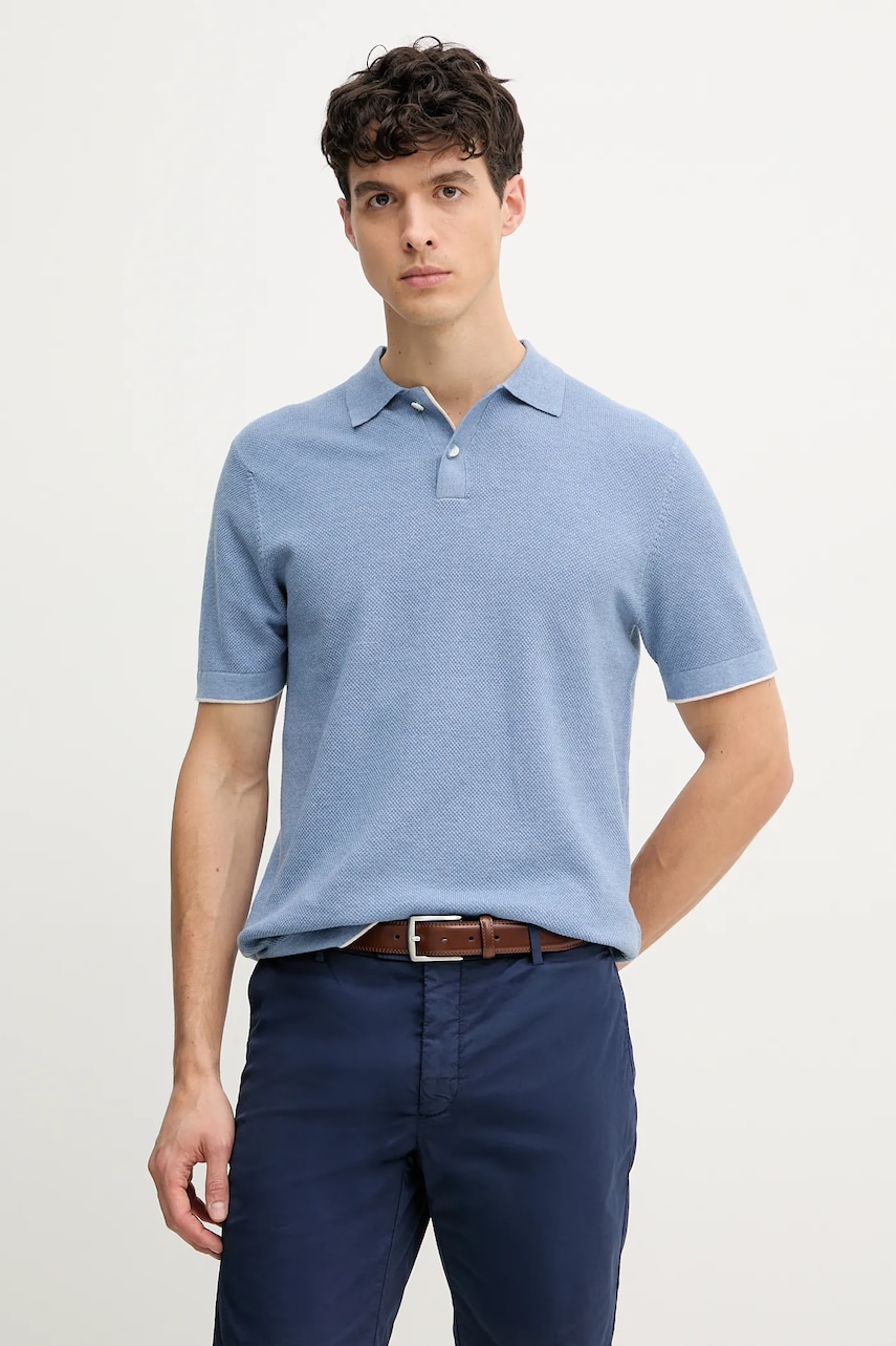 Hackett London polo de bumbac bărbați, culoarea violet, uni, HM703337 Hackett London polo de bumbac bărbați, culoarea violet, uni, HM703337