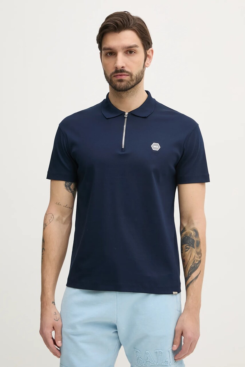 BALR. polo de bumbac barbati, culoarea albastru marin, neted, B1122.1040