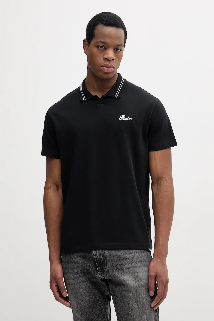 BALR. polo de bumbac bărbați, culoarea negru, cu imprimeu, B1122.1042